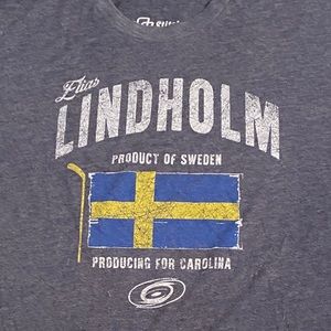 NHL Elias Lindholm Product of Sweden Carolina Hurricanes Hockey Tee